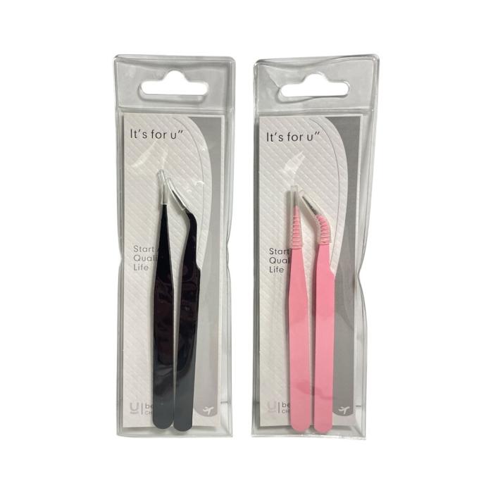 Σετ Λαβίδες 2 τεμαχίων για Τοποθέτηση Τεχνητών Βλεφαρίδων - Μαύρο ή Ροζ