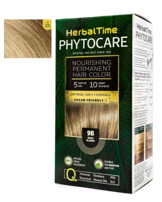 Herbal Time Phytocare Βαφή Μαλλιών Μόνιμη Χωρίς Αμμωνία  -9B Ξανθό-Μπεζ