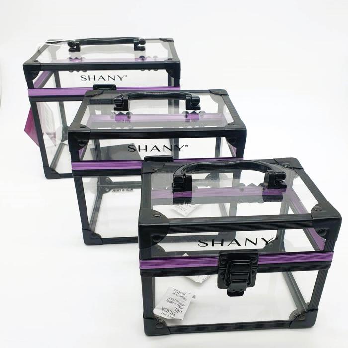 Βαλιτσάκι Μακιγιάζ και Αισθητικής Σετ 3 τεμάχια Διάφανο Black - Purple