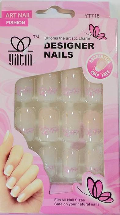 Ψεύτικα νύχια με σχέδια και σωληνάριο κόλλας 24 Τεμάχια