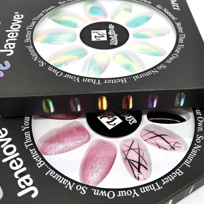 Ψεύτικα Νύχια 12 Τεμάχια και Σωληνάριο Κόλλας σε Διάφορα Χρώματα