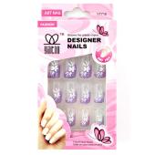 Ψεύτικα νύχια με σχέδια και σωληνάριο κόλλας 24 Τεμάχια