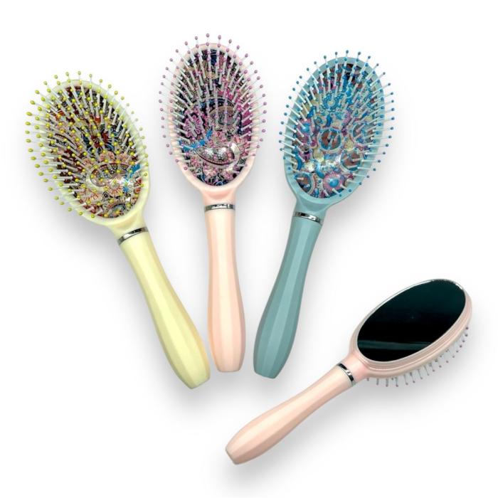 Βούρτσα Μαλλιών Οβάλ με Καθρέφτη - Διάφορα Χρώματα