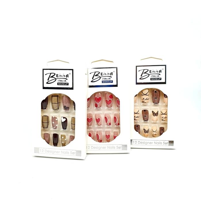 Ψεύτικα Νύχια 12 Τεμάχια και Σωληνάριο Κόλλας σε Διάφορα Χρώματα