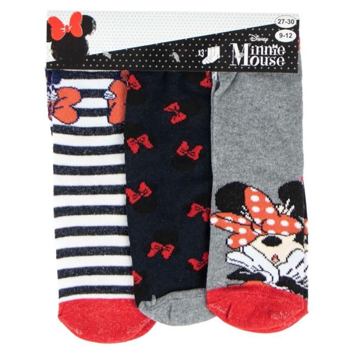 Παιδικά Καλτσάκια 3 τμχ Κορίτσι Disney Minnie Mouse 38015 Κόκκινο