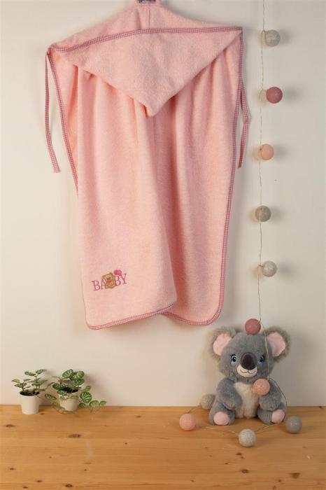 ΚΑΠΑ Με Κέντημα bebe Baby Bear 162 75X85 Ροζ 100% Cotton