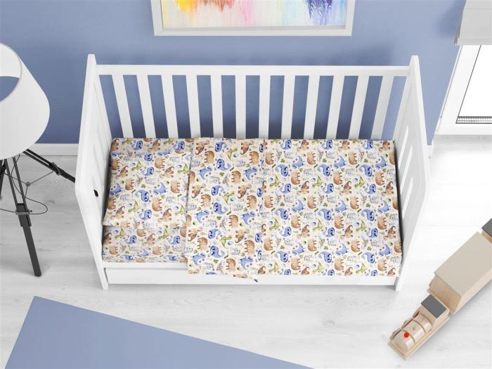 ΚΑΤΩΣΕΝΤΟΝΟ ΜΕ ΛΑΣΤΙΧΟ bebe Dinosaur 517 0,70X1,40X0,15 Sky Blue 100% Cotton