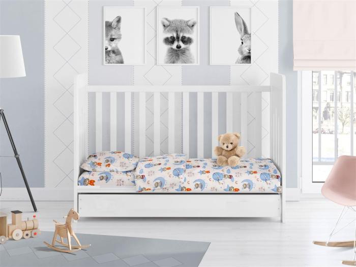 ΚΑΤΩΣΕΝΤΟΝΟ ΜΕ ΛΑΣΤΙΧΟ bebe Reach the stars 191 0,70X1,40X0,15 Sky blue Cotton 100%