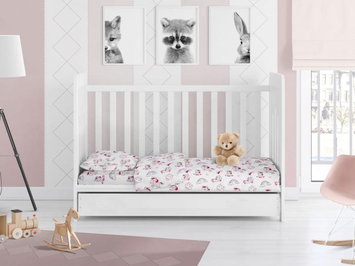 ΚΑΤΩΣΕΝΤΟΝΟ ΜΕ ΛΑΣΤΙΧΟ bebe Unicorn 108 0,70X1,40X0,15 White-Pink Cotton 100%