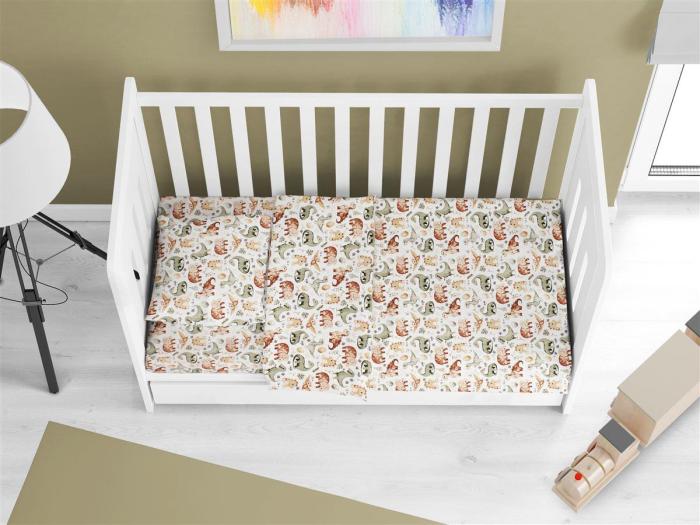 ΚΑΤΩΣΕΝΤΟΝΟ ΜΕ ΛΑΣΤΙΧΟ bebe Dinosaur 515 0,70X1,40X0,15 Beige 100% Cotton