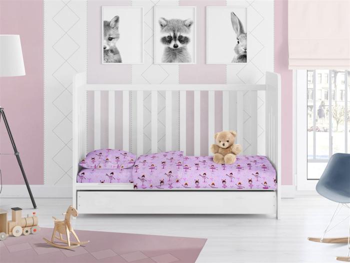 ΠΑΠΛΩΜΑ ΕΜΠΡΙΜΕ bebe Μπαλαρίνα 167 120X160 Lila Flannel Cotton 100%