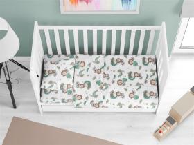 Σεντόνια Εμπριμέ Σετ 3 τεμ bebe Lion 534 120X160 Green 100% Cotton