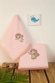 ΠΕΤΣΕΤΑ Με Κέντημα Σετ 2 τεμ bebe Little Angel 141 30X50,70X140 Ροζ 100% Cotton