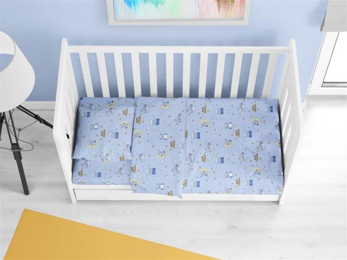 ΚΑΤΩΣΕΝΤΟΝΟ ΜΕ ΛΑΣΤΙΧΟ bebe Sweet Dreams 551 0,70X1,40X0,15 Sky Blue 100% Cotton