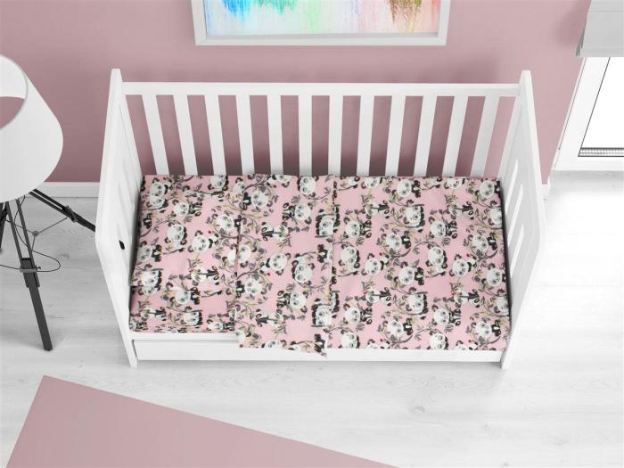 ΚΑΤΩΣΕΝΤΟΝΟ ΜΕ ΛΑΣΤΙΧΟ bebe Panda Bear 97 0,70X1,40X0,15 Pink 100% Cotton Flannel