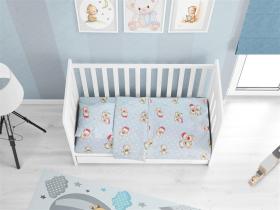 ΚΑΤΩΣΕΝΤΟΝΟ ΜΕ ΛΑΣΤΙΧΟ bebe Two Lovely Bears 64 0,70X1,40X0,15 Blue Cotton 100%