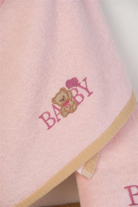 ΠΕΤΣΕΤΑ Με Κέντημα Σετ 2 τεμ bebe Baby Bear 162 30X50,70X140 Ροζ 100% Cotton