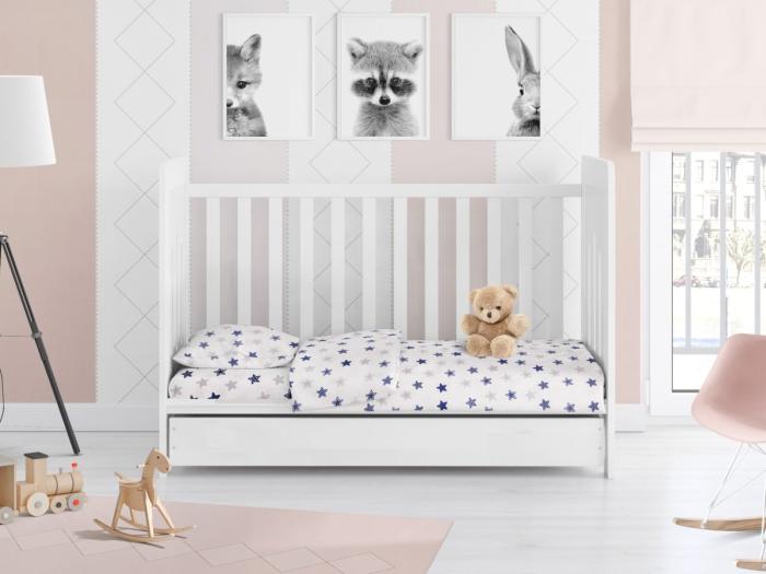 ΣΕΝΤΟΝΙΑ ΕΜΠΡΙΜΕ ΣΕΤ 3 τεμ bebe Star 102 120X160 Blue Cotton 100%