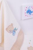 ΠΕΤΣΕΤΑ ΣΕΤ 2 τεμ bebe HAPPY BEARS 22 30X50,70X140 ΕΚΡΟΥ/ΜΠΕΖ Cotton 100%