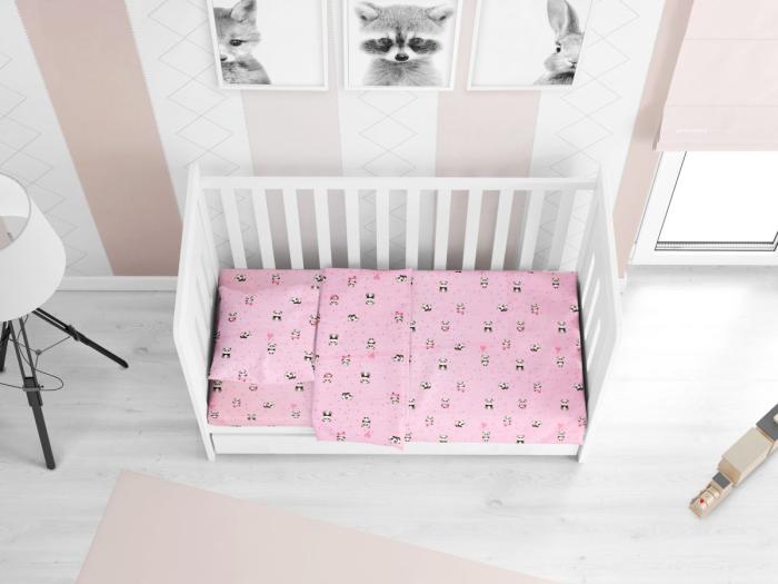 ΠΑΠΛΩΜΑ ΕΜΠΡΙΜΕ bebe PANDA 111 120X160 Pink Cotton 100%