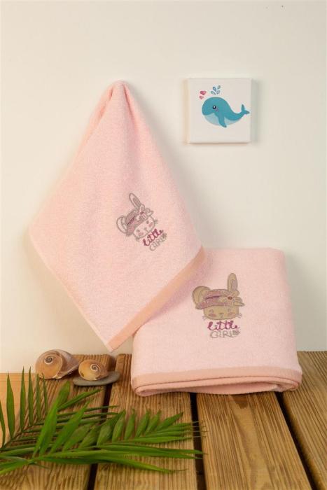 ΠΕΤΣΕΤΑ Με Κέντημα Σετ 2 τεμ bebe Rabbit Girl 146 30X50,70X140 Ροζ 100% Cotton