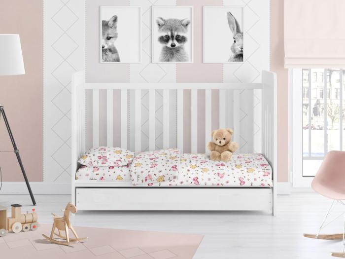 ΚΑΤΩΣΕΝΤΟΝΟ ΜΕ ΛΑΣΤΙΧΟ bebe Elephant 172 0,70X1,40X0,15 Pink Cotton 100%