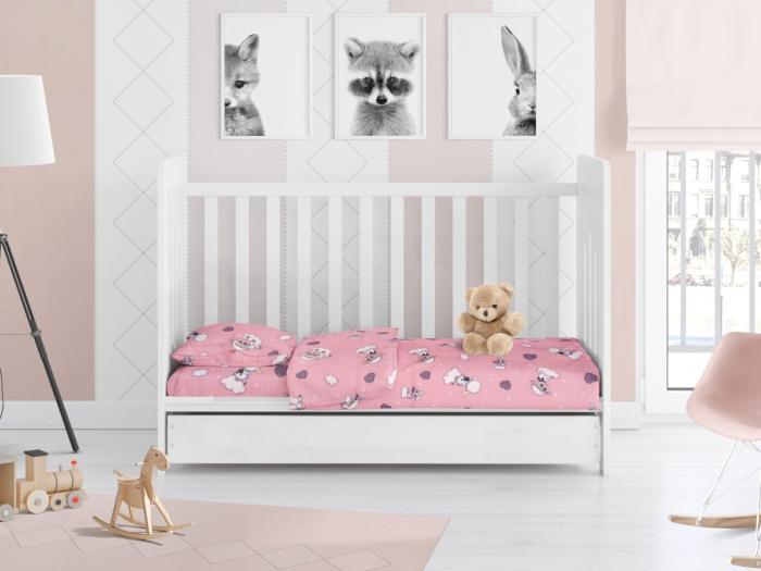 ΣΕΝΤΟΝΙΑ ΕΜΠΡΙΜΕ ΣΕΤ 3 τεμ bebe Προβατάκι 05 120Χ160 Pink Flannel cotton 100%