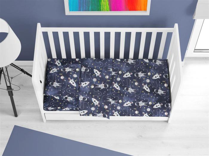 ΚΑΤΩΣΕΝΤΟΝΟ ΜΕ ΛΑΣΤΙΧΟ bebe Galaxy Travel 90 0,70X1,40X0,15 Blue 100% Cotton Flannel