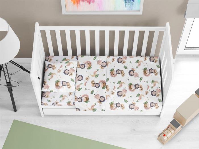 Σεντόνια Εμπριμέ Σετ 3 τεμ bebe Lion 532 120X160 Beige 100% Cotton