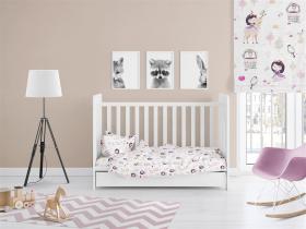 ΠΑΠΛΩΜΑ ΕΜΠΡΙΜΕ bebe Lily &amp; Deer 179 120X160 White-Pink Cotton 100%