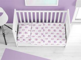 ΚΑΤΩΣΕΝΤΟΝΟ ΜΕ ΛΑΣΤΙΧΟ bebe Fairy 86 0,70X1,40X0,15 White-Lilac 100% Cotton Flannel