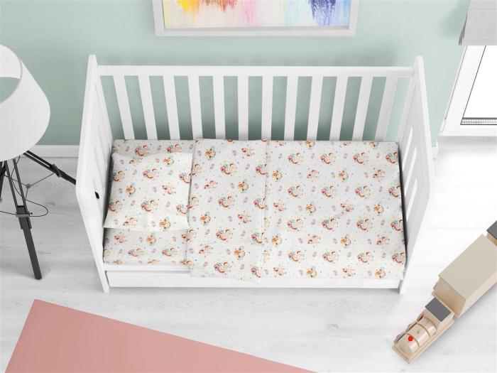 ΠΑΠΛΩΜΑ ΕΜΠΡΙΜΕ bebe Unicorn 209 120X160 White-Salmon Cotton 100%