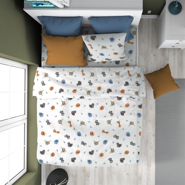 ΠΑΠΛΩΜΑΤΟΘΗΚΗ ΕΜΠΡΙΜΕ kids Zoo 29 160X240 White 100% Cotton Flannel