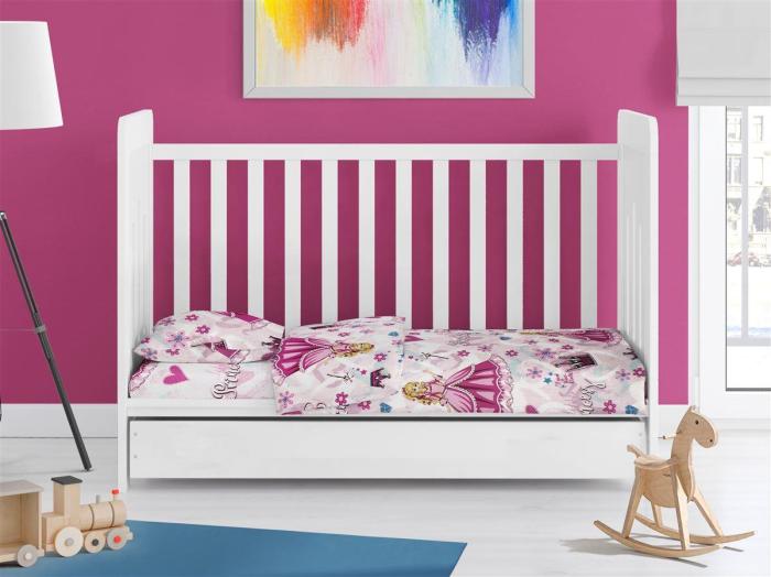 ΚΑΤΩΣΕΝΤΟΝΟ ΜΕ ΛΑΣΤΙΧΟ bebe Princess 390 0,70X1,40X0,15 Pink 70/30 Cott/Pol