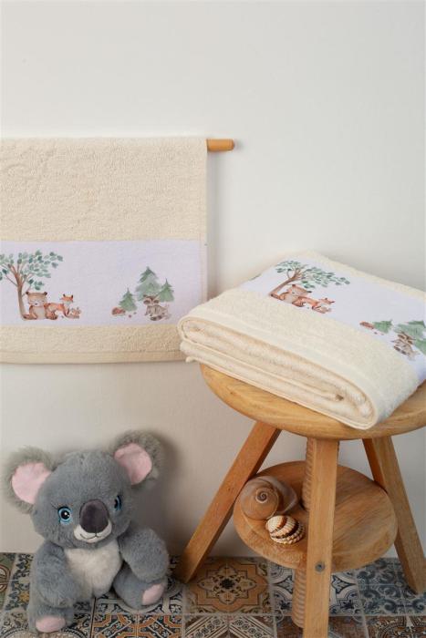 ΠΕΤΣΕΤΑ Με Ψηφιακή Εκτύπωση Σετ 2 τεμ bebe Forest 53 30X50,70X140 Εκρού 100% Cotton