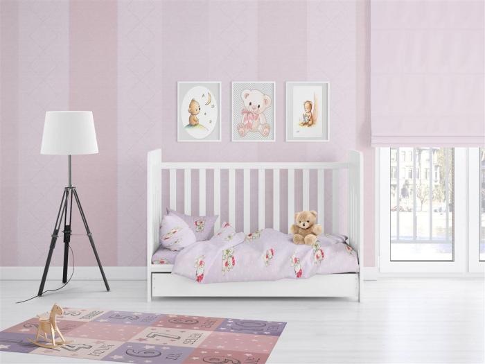 ΚΑΤΩΣΕΝΤΟΝΟ ΜΕ ΛΑΣΤΙΧΟ bebe Two Lovely Bears 65 0,70X1,40X0,15 Lila Cotton 100%