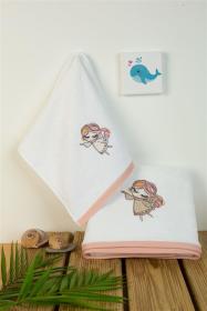 ΠΕΤΣΕΤΑ Με Κέντημα Σετ 2 τεμ bebe Little Angel 142 30X50,70X140 Λευκό 100% Cotton