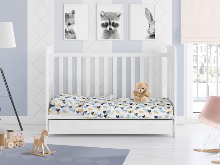 ΣΕΝΤΟΝΙΑ ΕΜΠΡΙΜΕ ΣΕΤ 3 τεμ bebe Hearts 11 120X160 Grey-Green Cotton 100%