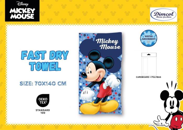 Πετσέτα Θαλάσσης Quick Dry Disney Home Mickey 16 70X140 Blue 100% Microfiber