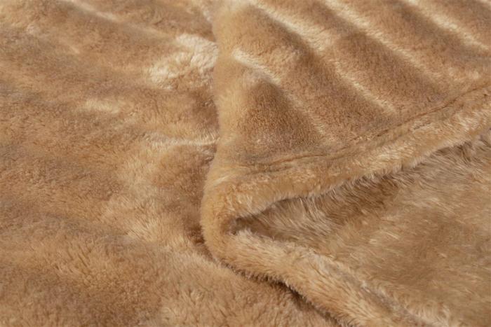 ΚΟΥΒΕΡΤΑ Coral Fleece Ριγέ 160X220 300gsm 12 Beige 100% Polyester