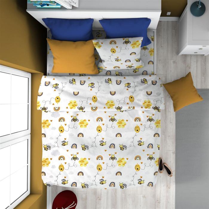 ΣΕΝΤΟΝΙΑ ΕΜΠΡΙΜΕ ΣΕΤ 3 τεμ kids Honey Bee 545 160X240 White-Yellow 100% Cotton