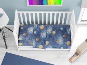 Κατωσέντονο Με Λάστιχο bebe Milky Way 185 0,70X1,40X0,15 Blue 100% Cotton