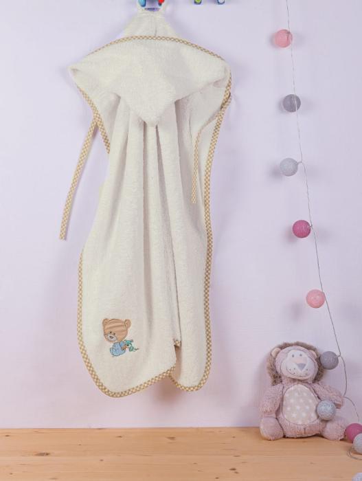 ΚΑΠΑ bebe HAPPY BEARS 22 75X85 ΕΚΡΟΥ/ΜΠΕΖ Cotton 100%