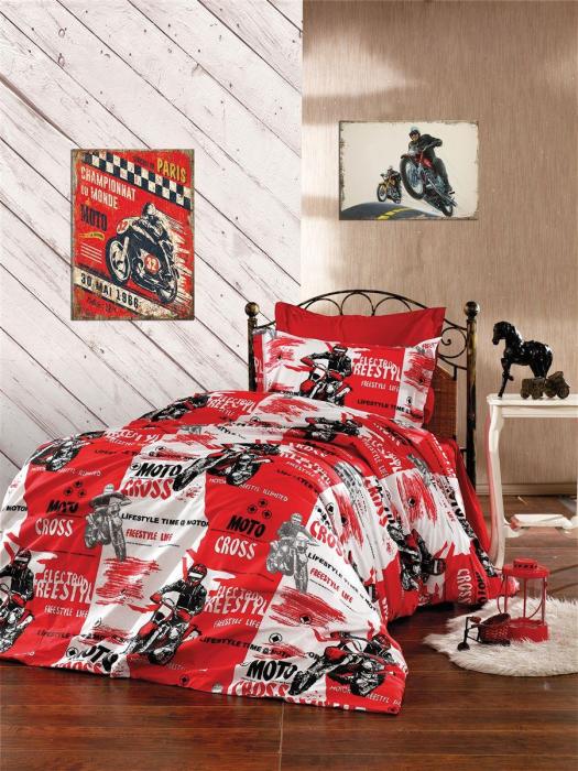 ΠΑΠΛΩΜΑΤΟΘΗΚΗ ΕΜΠΡΙΜΕ kids Motocross 288 160X240 Red 70/30 Cott/Pol