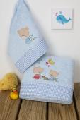 ΠΕΤΣΕΤΑ ΣΕΤ 2 τεμ bebe HAPPY BEARS 19 30X50,70X140 ΣΙΕΛ Cotton 100%