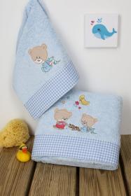 ΠΕΤΣΕΤΑ ΣΕΤ 2 τεμ bebe HAPPY BEARS 19 30X50,70X140 ΣΙΕΛ Cotton 100%