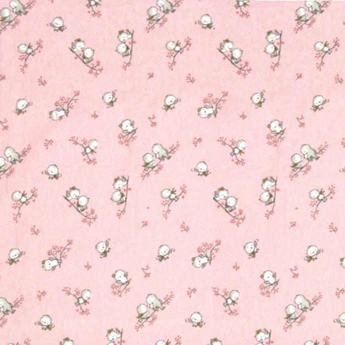 ΠΑΝΑ ΦΑΝΕΛΑ bebe Birds 15 80Χ80 Pink Flannel cotton 100%