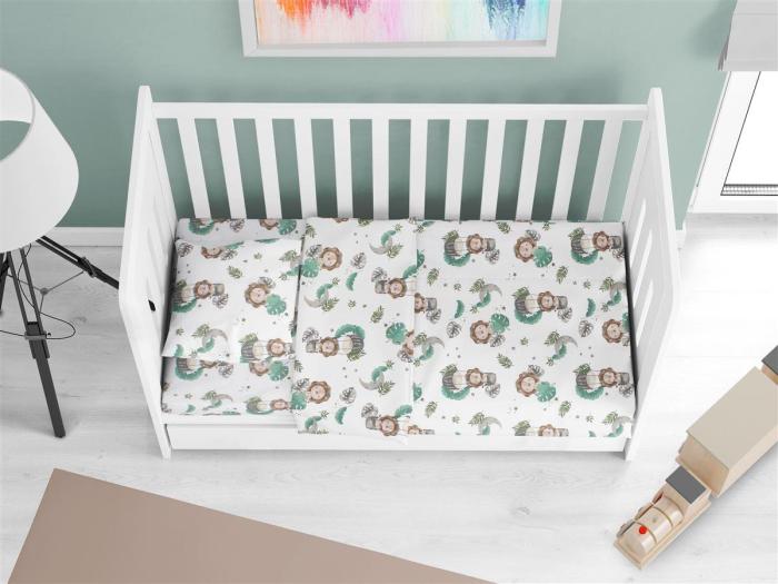 Κατωσέντονο Με Λάστιχο bebe Lion 534 0,70X1,40X0,15 Green 100% Cotton