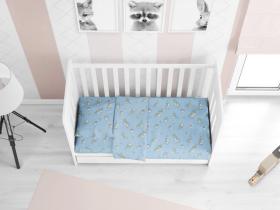 ΚΑΤΩΣΕΝΤΟΝΟ ΜΕ ΛΑΣΤΙΧΟ bebe Birds 14 0,70X1,40X0,15 Sky blue Flannel cotton 100%