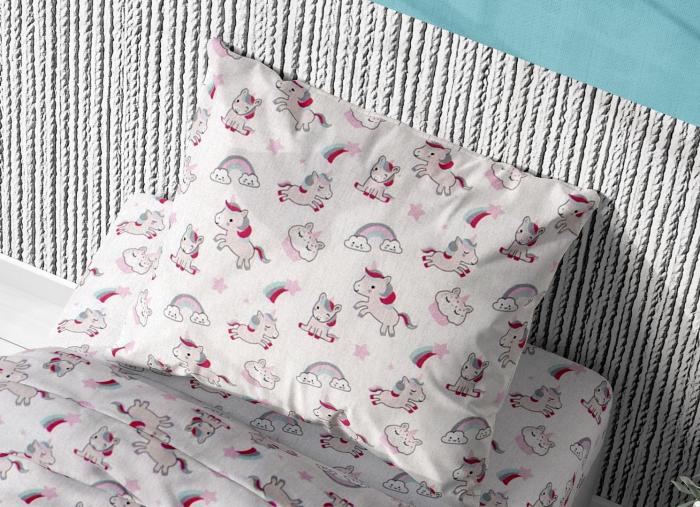 ΜΑΞΙΛΑΡΟΘΗΚΗ ΕΜΠΡΙΜΕ kids Unicorn 108 50X70 White-Pink Cotton 100%